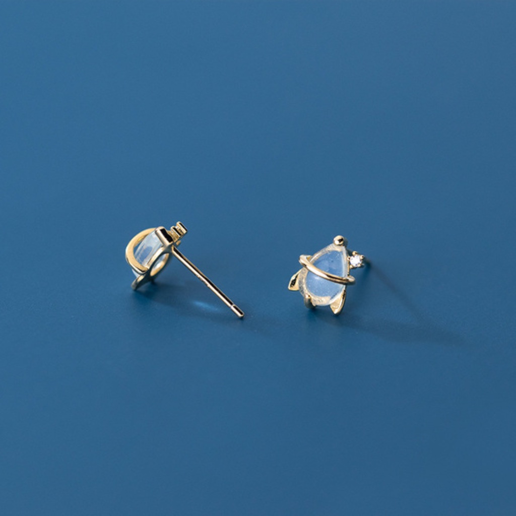 Sterling Silver Space Ship Earrings Gold Stone Dainty Rhinestone Earrings Gift 18$